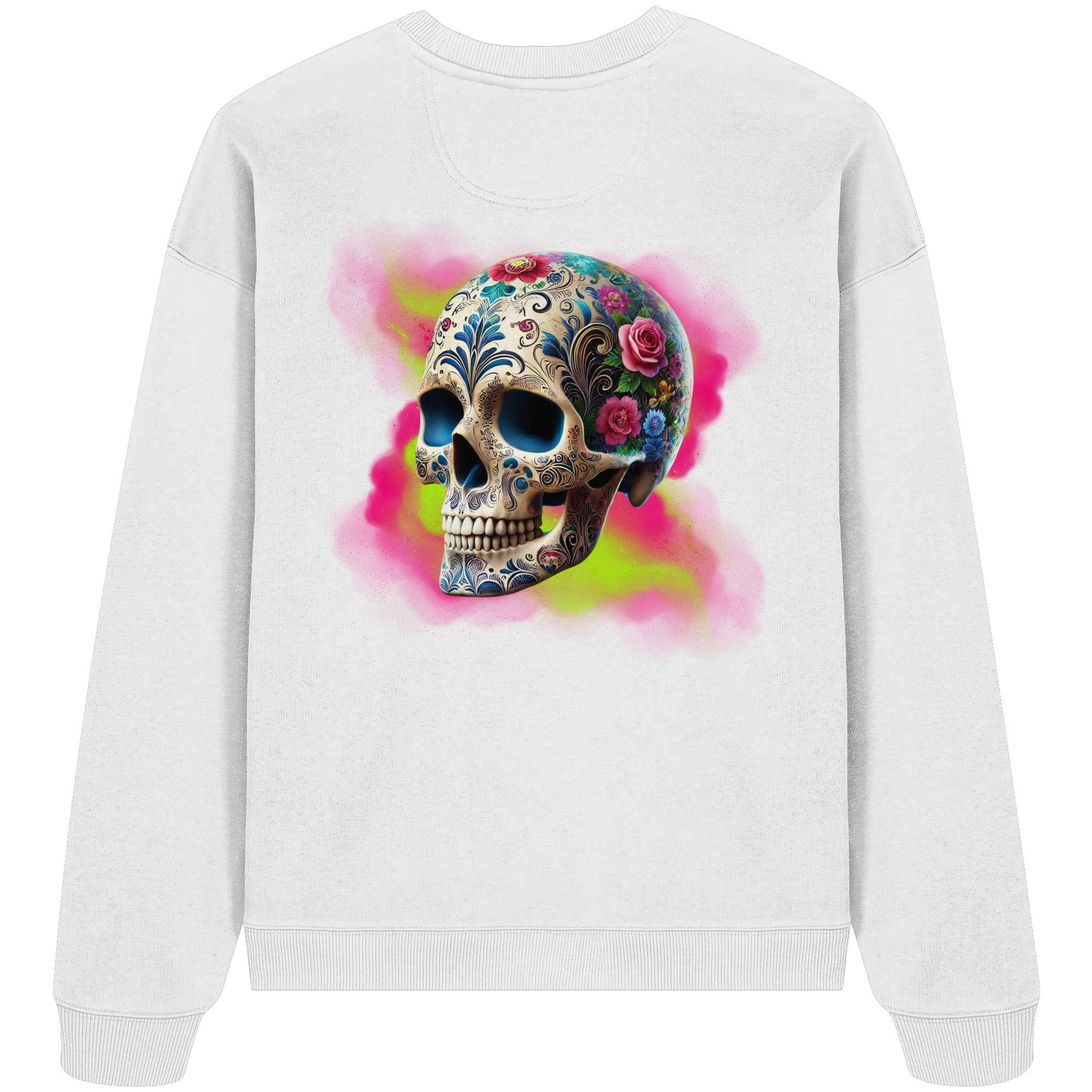Sweat-shirt oversize bio à motif tête de mort florale