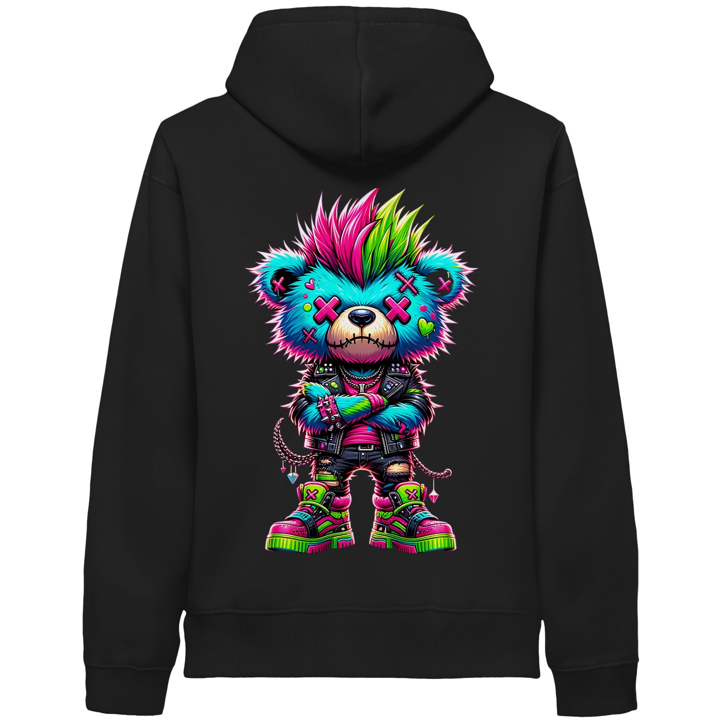 Punk Neon Teddy - Organic Hoodie