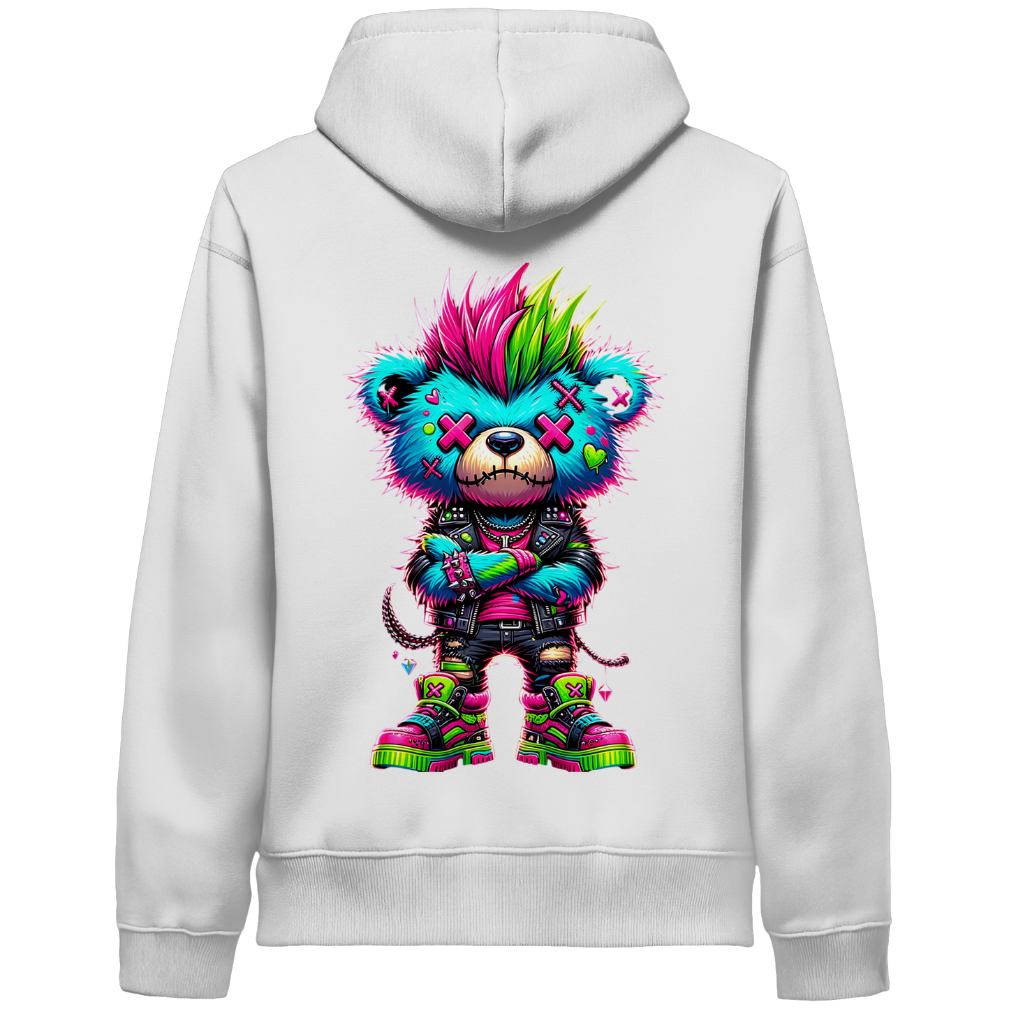 Punk Neon Teddy - Organic Hoodie