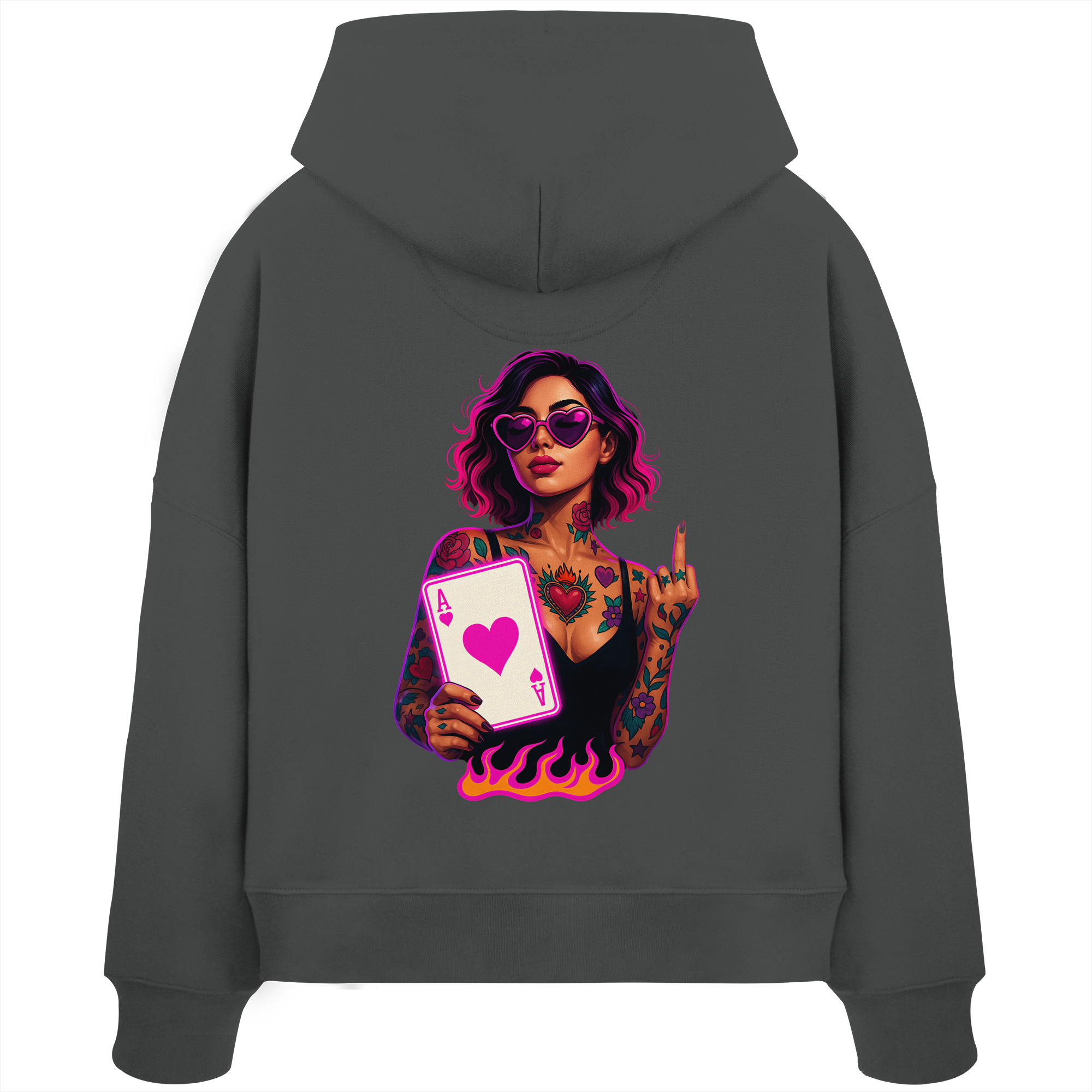 Queen of Hearts - Womens Organic Boxcut Hoodie