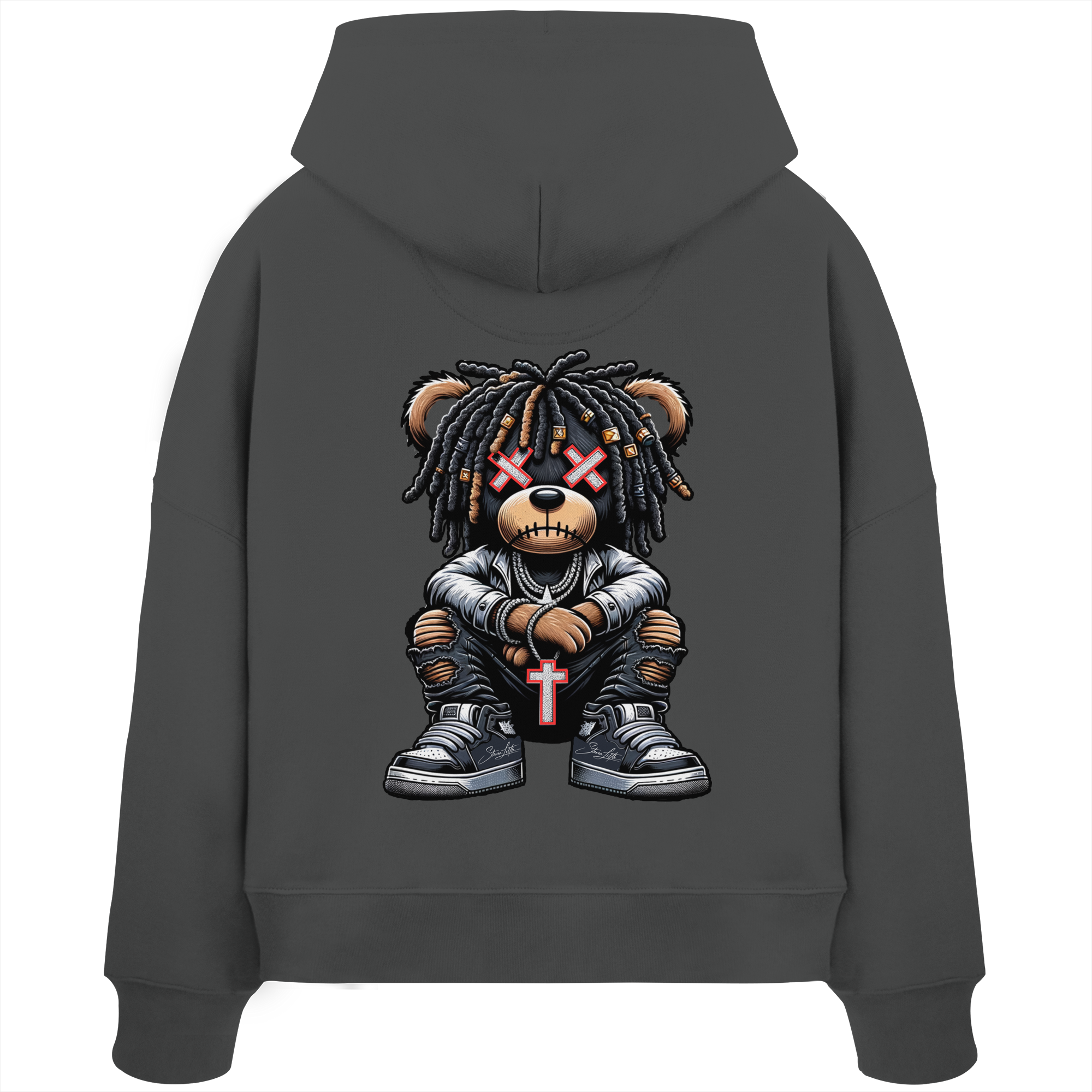Bad Ass Teddy - Womens Organic Boxcut Hoodie