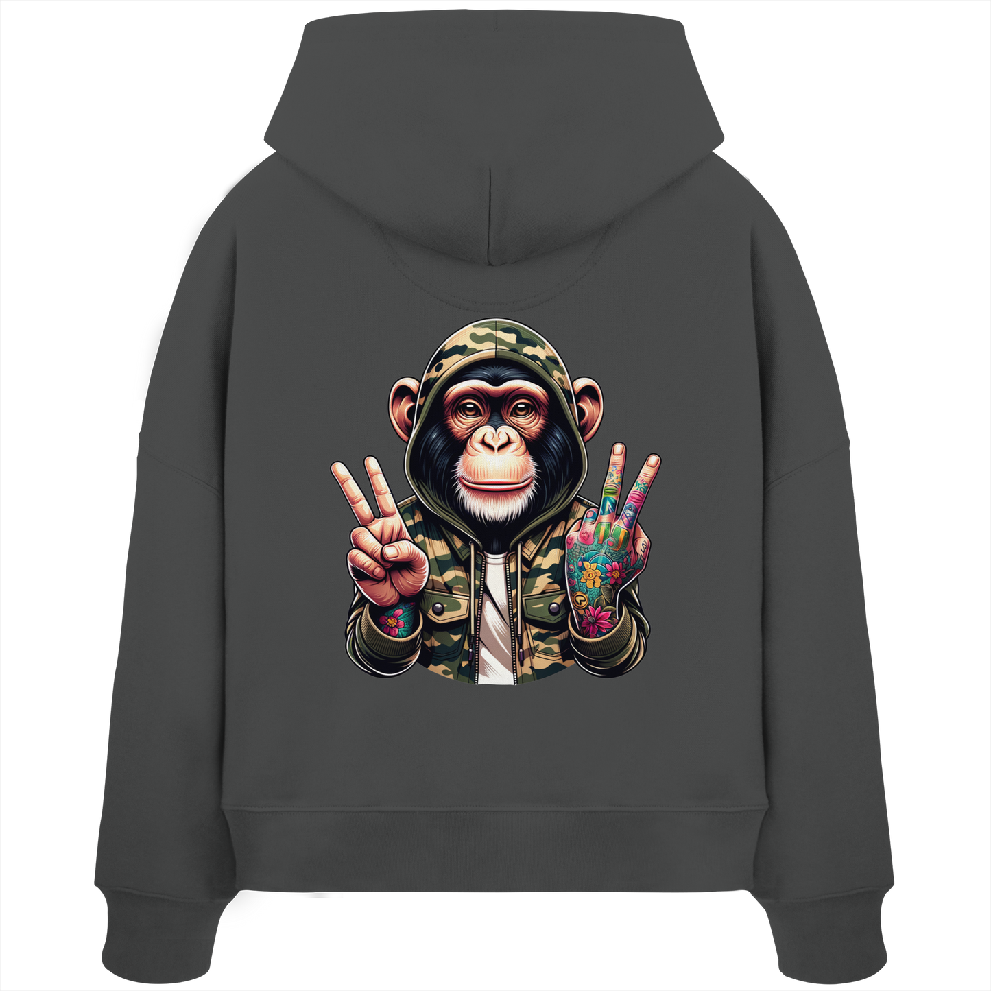 Jungle Ink Monkey - Womens Organic Boxcut Hoodie