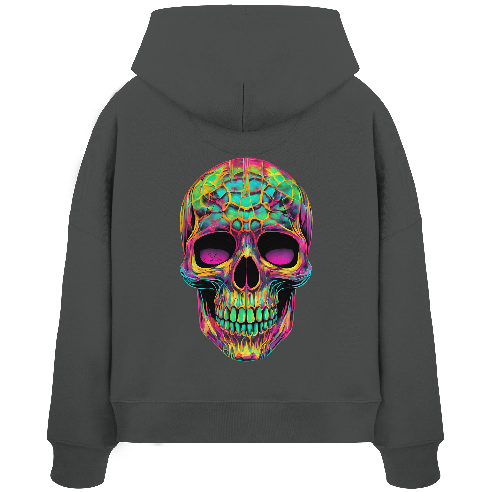 Psychedelic Skull - Womens Organic Boxcut Hoodie
