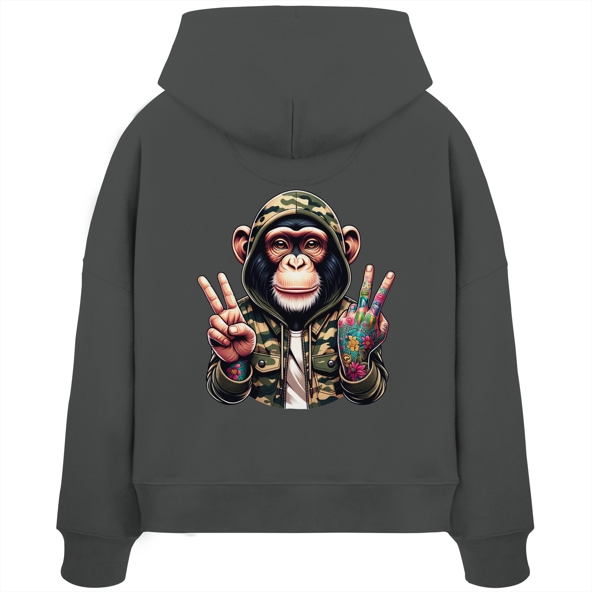 Jungle Ink Monkey - Womens Organic Boxcut Hoodie
