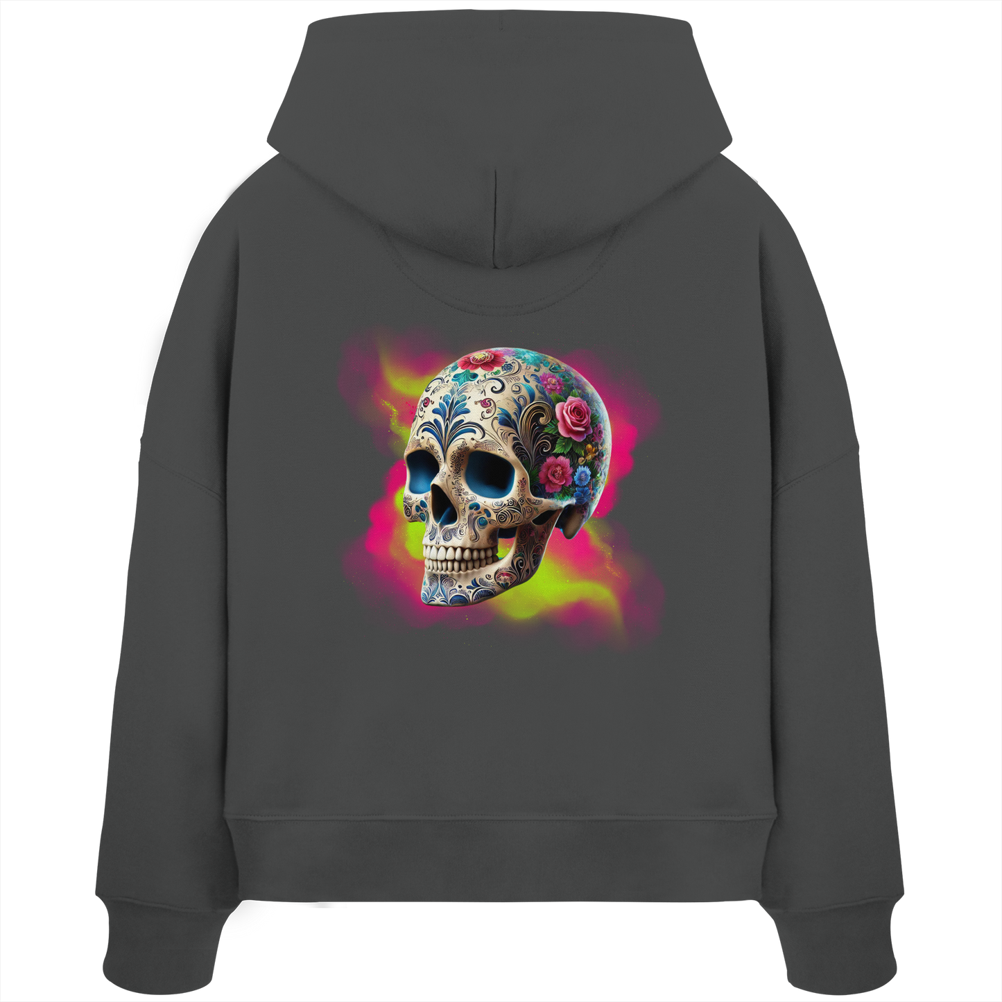 Floral Skull - Womens Organic Boxcut Hoodie