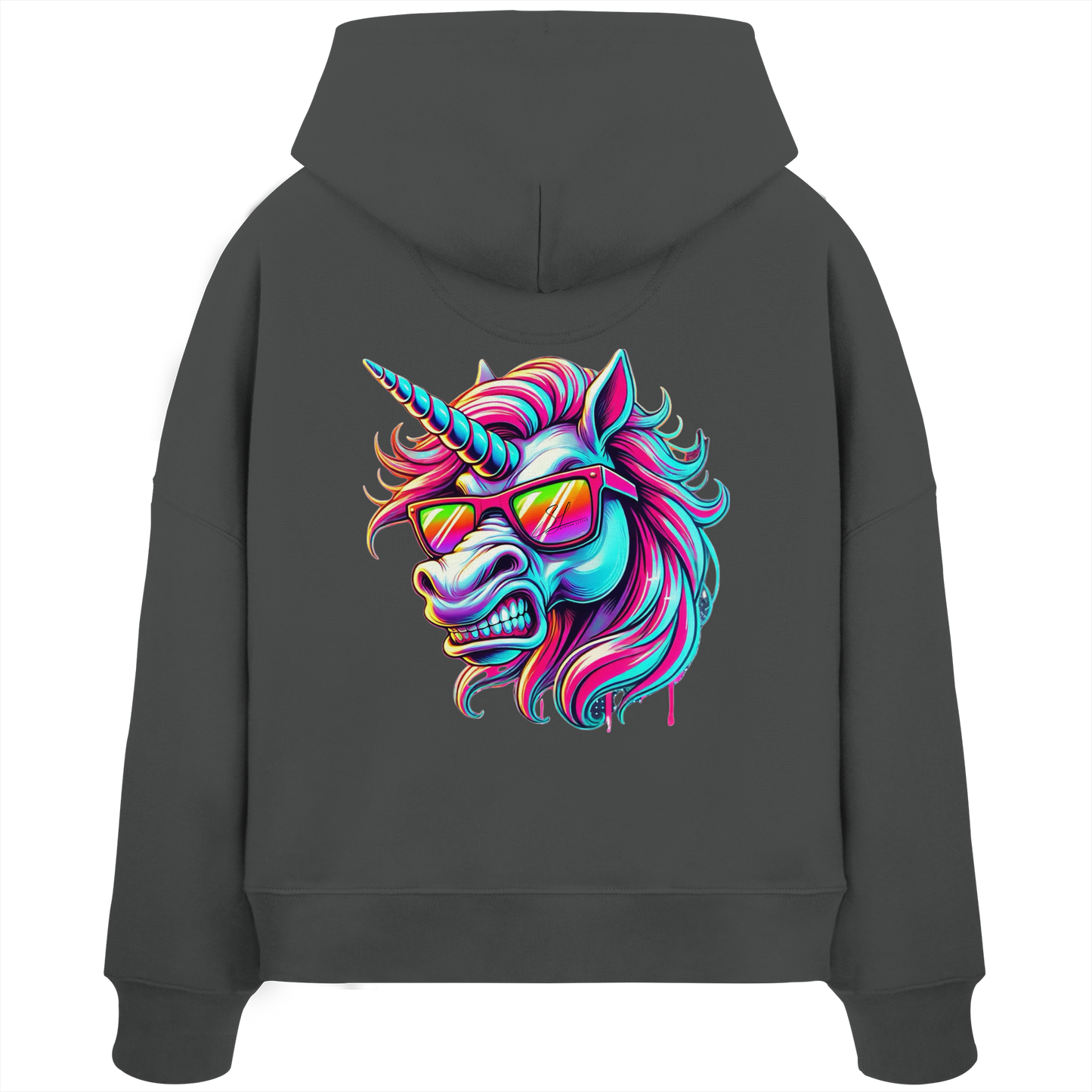 Funky Unicorn - Womens Organic Boxcut Hoodie