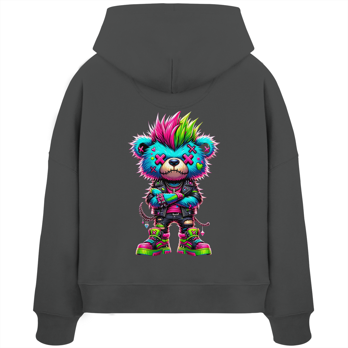 Punk Neon Teddy - Womens Organic Boxcut Hoodie