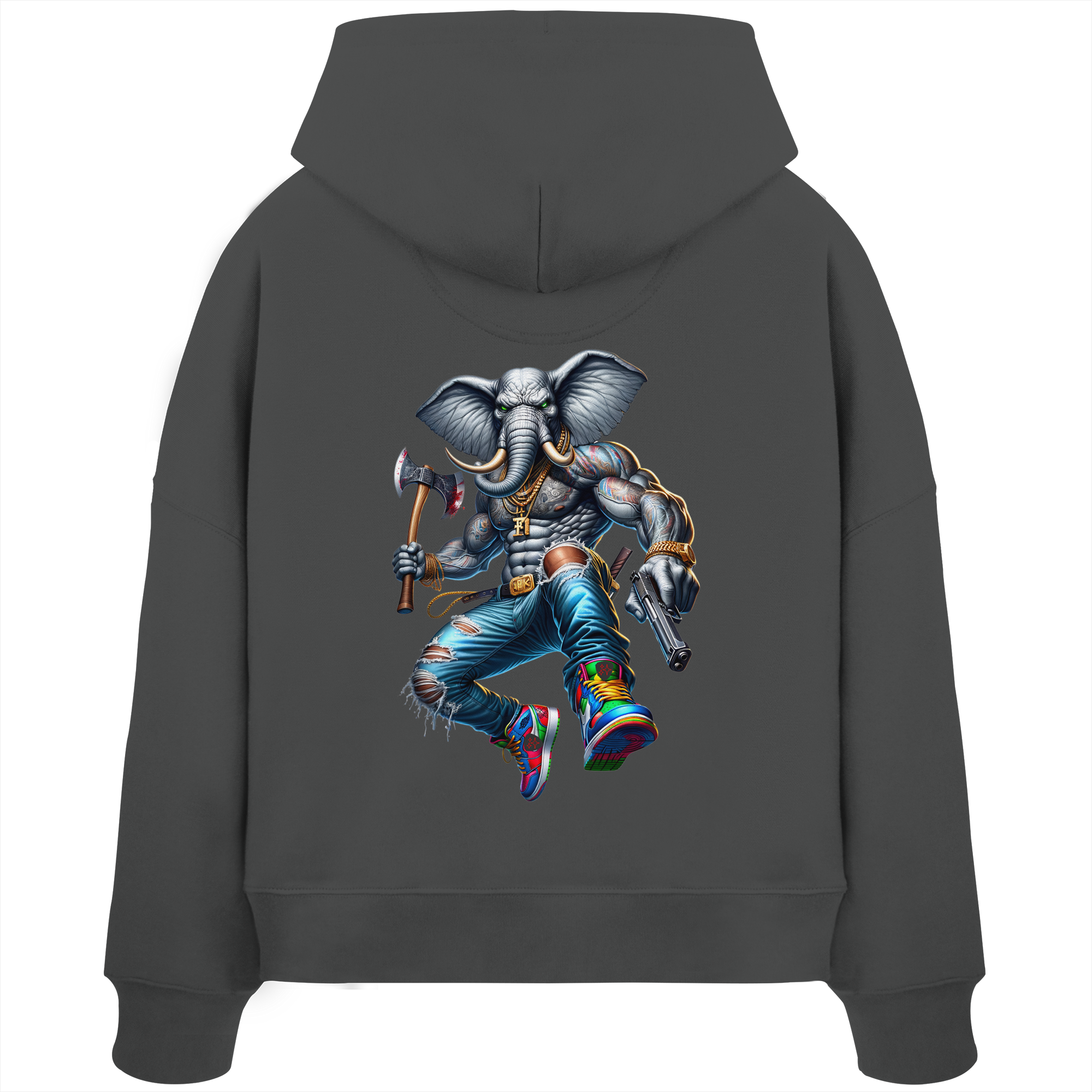 Elephant Warrior - Womens Organic Boxcut Hoodie