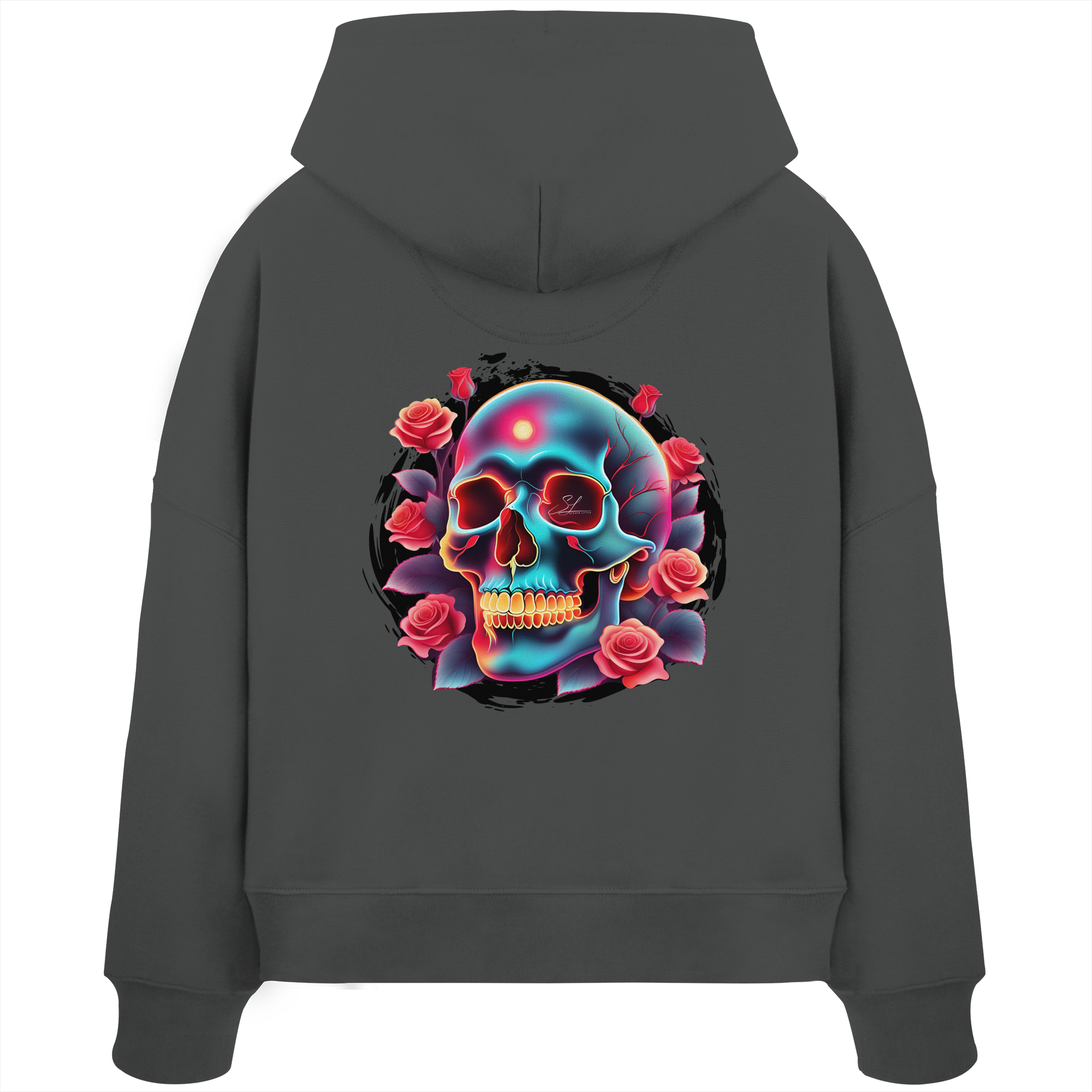 Sweat à capuche bio Boxcut pour femme avec motif tête de mort phosphorescente