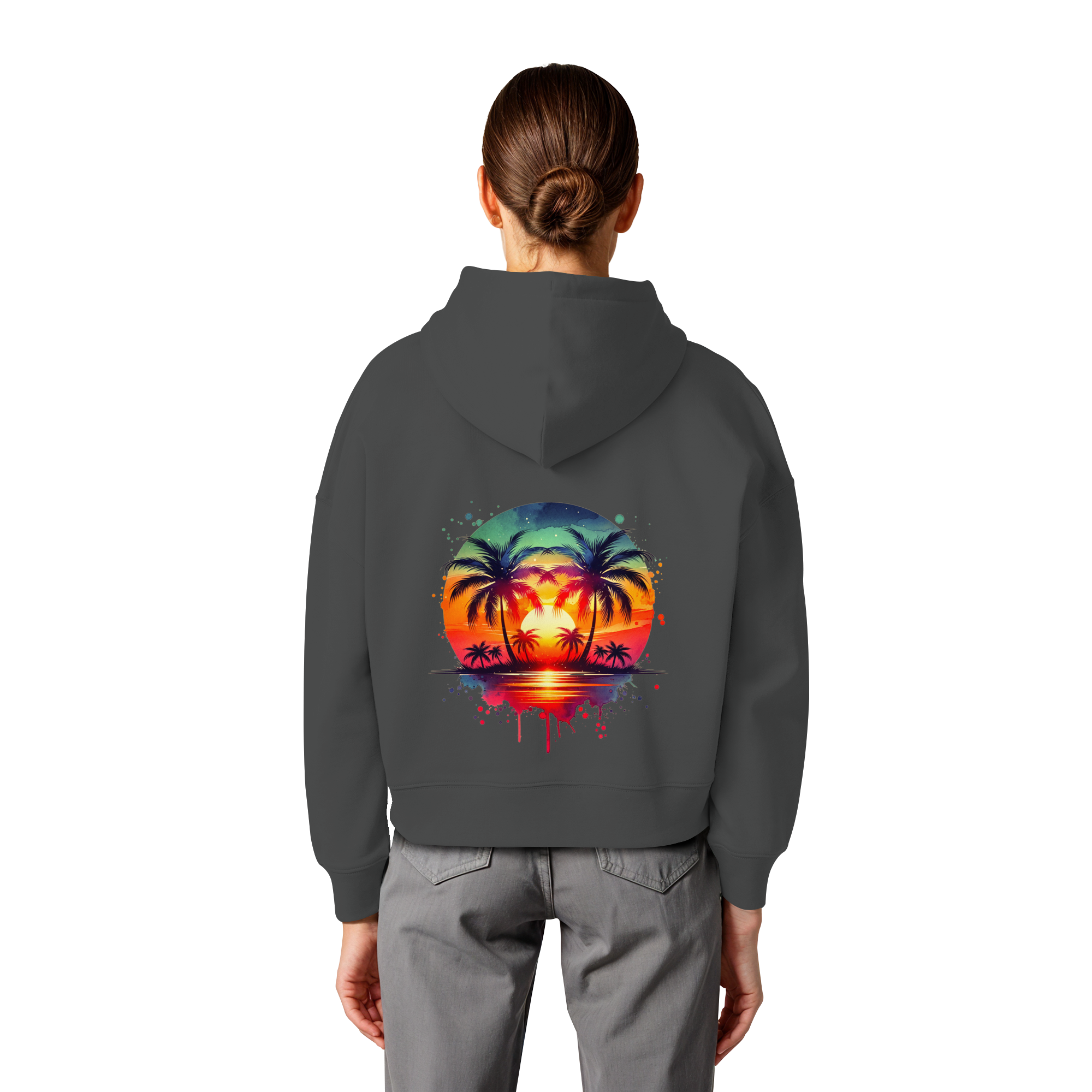 Tropical Sunset - Womens Organic Boxcut Hoodie