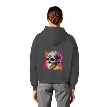 Floral Skull - Womens Organic Boxcut Hoodie