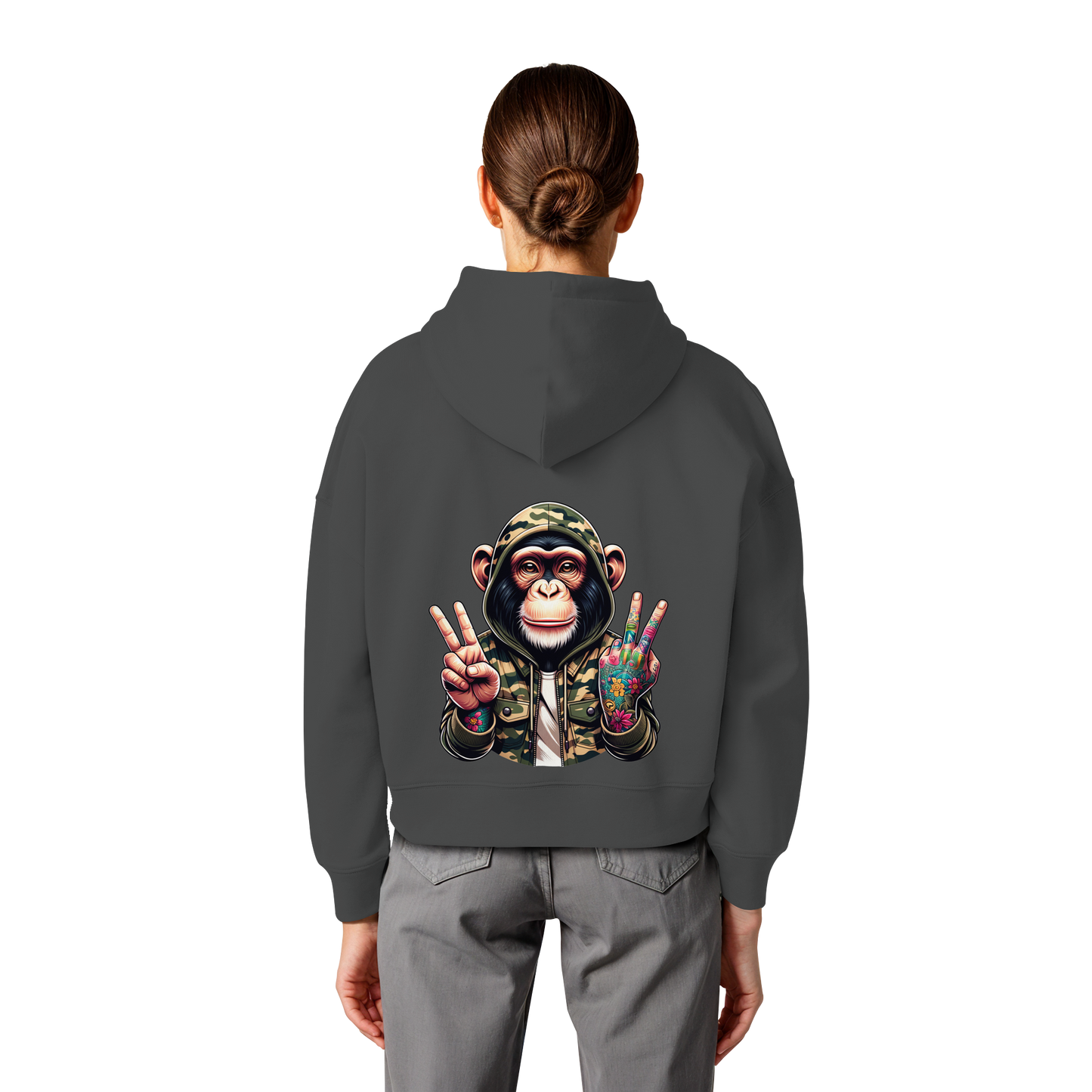 Jungle Ink Monkey - Womens Organic Boxcut Hoodie