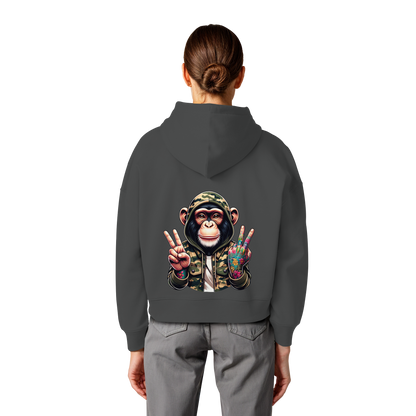 Jungle Ink Monkey - Womens Organic Boxcut Hoodie