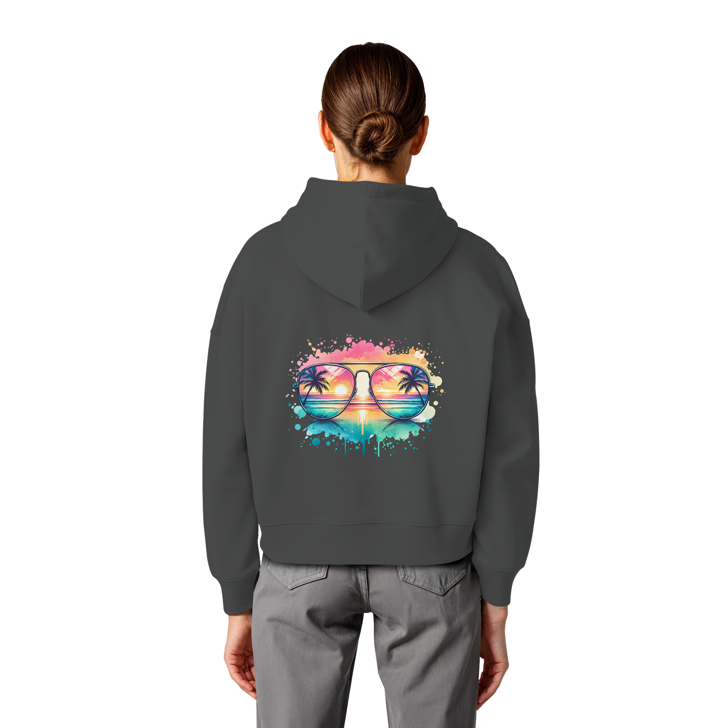Tropical Sunset Glasses - Womens Organic Boxcut Hoodie