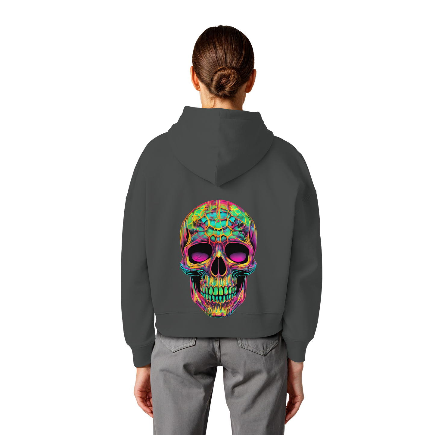 Psychedelic Skull - Womens Organic Boxcut Hoodie