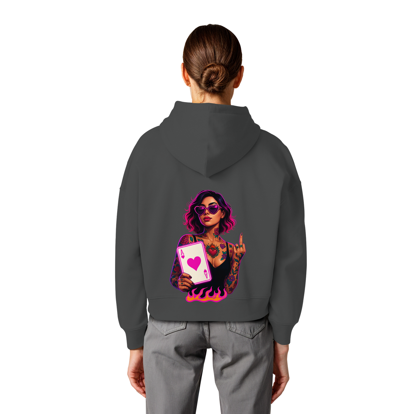 Queen of Hearts - Womens Organic Boxcut Hoodie