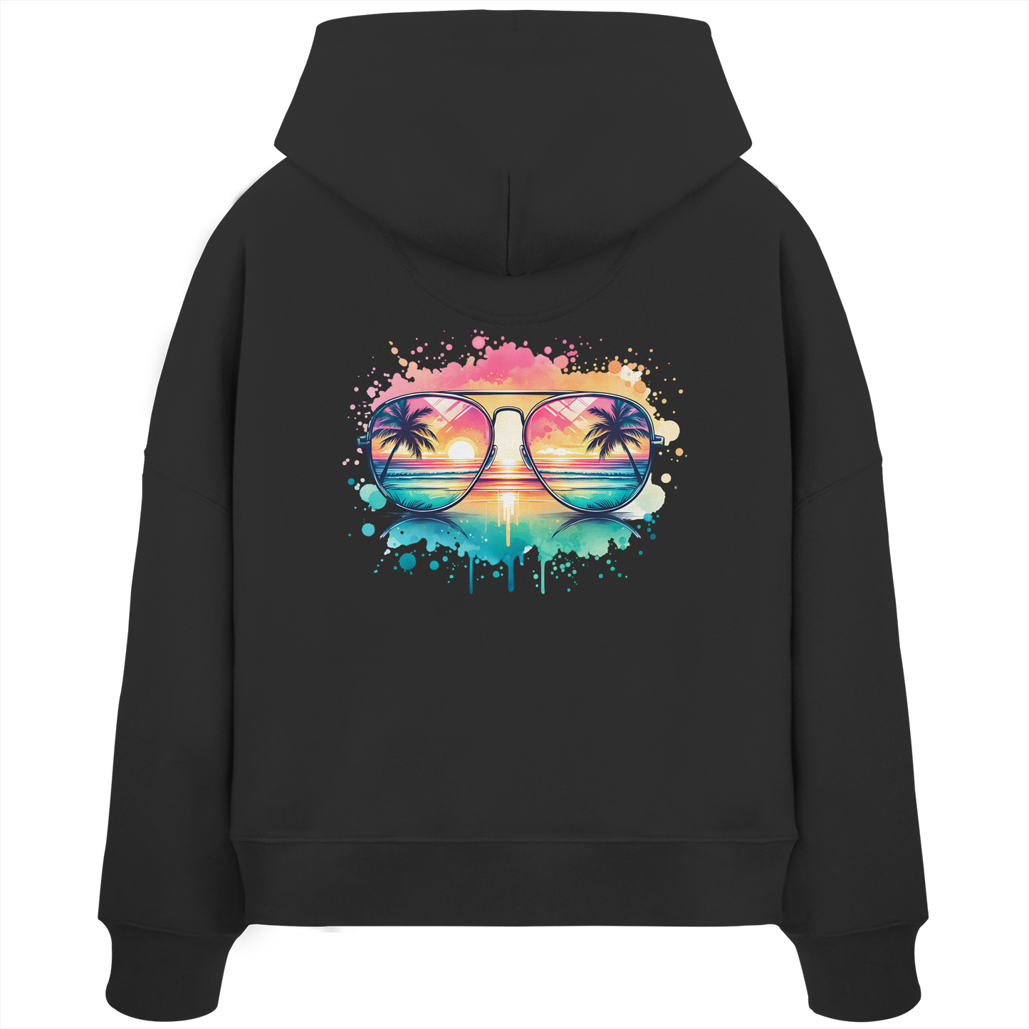 Tropical Sunset Glasses - Womens Organic Boxcut Hoodie