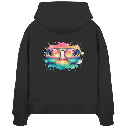 Tropical Sunset Glasses - Womens Organic Boxcut Hoodie