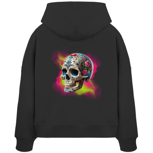 Floral Skull - Womens Organic Boxcut Hoodie