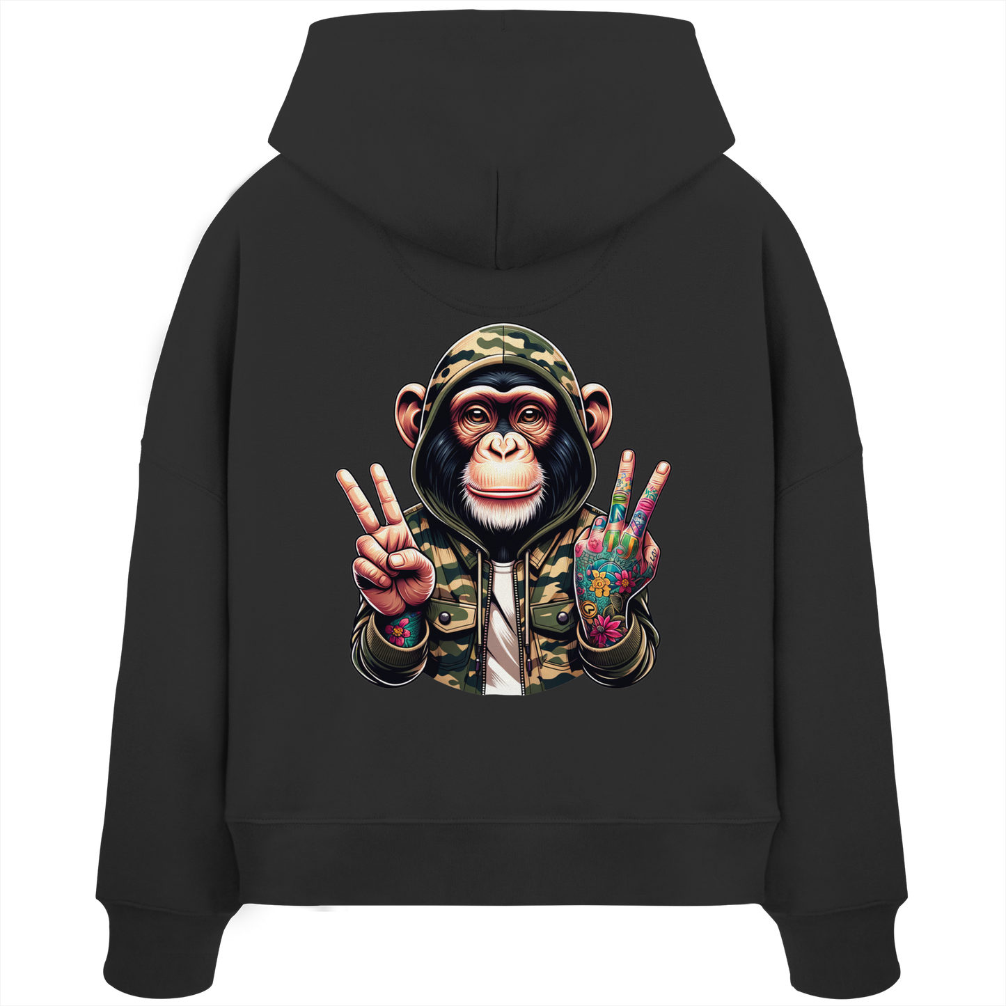 Jungle Ink Monkey - Womens Organic Boxcut Hoodie