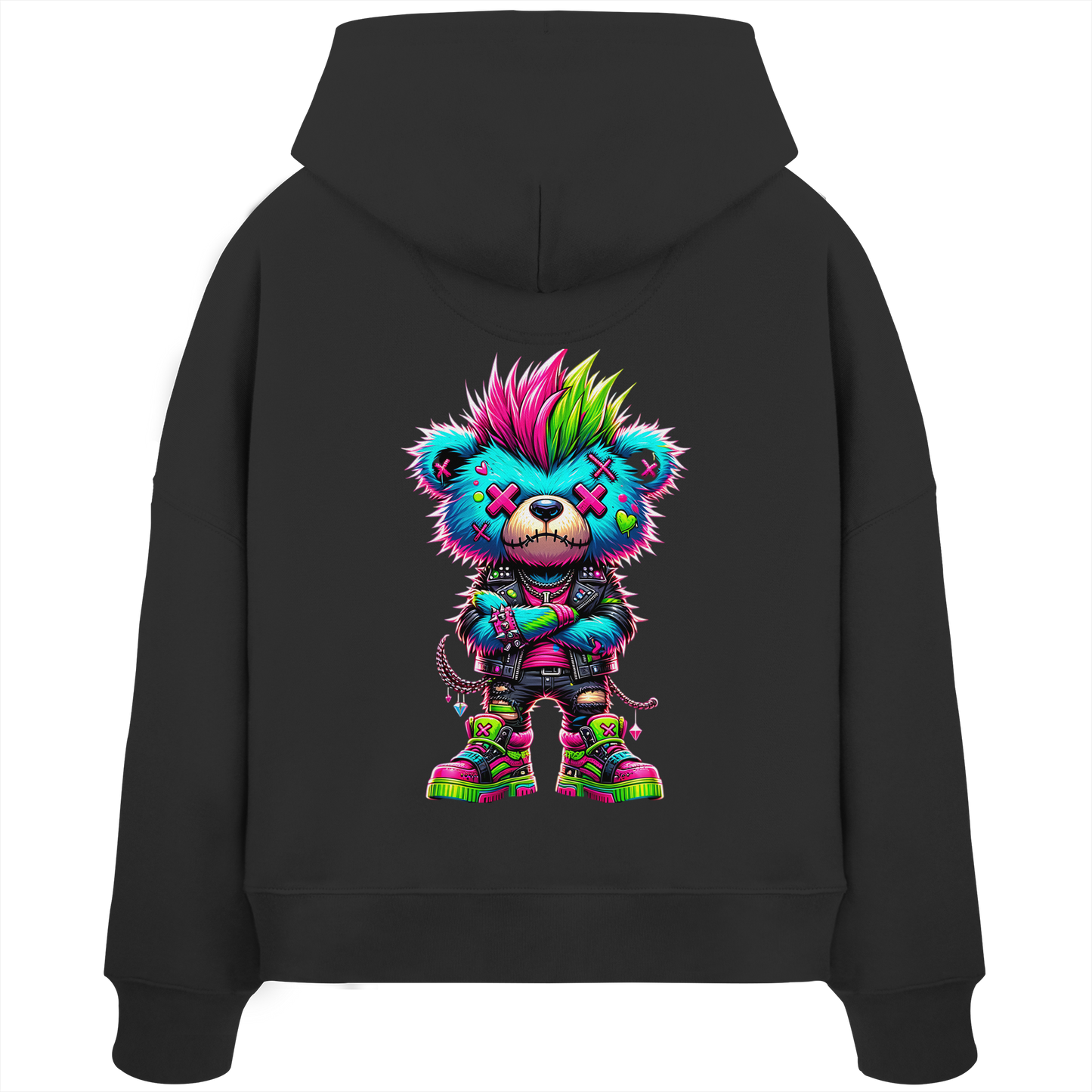 Punk Neon Teddy - Womens Organic Boxcut Hoodie