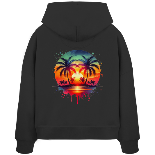 Tropical Sunset - Womens Organic Boxcut Hoodie