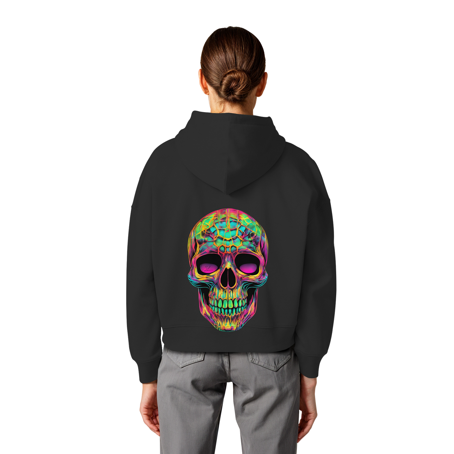 Psychedelic Skull - Womens Organic Boxcut Hoodie