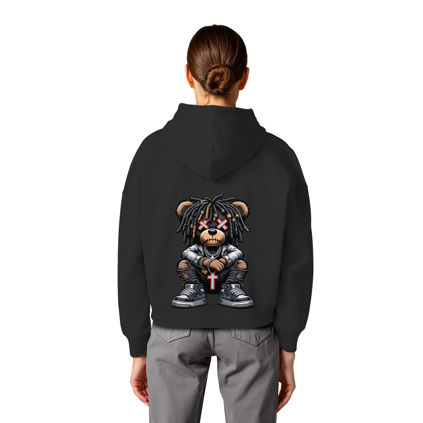 Bad Ass Teddy - Womens Organic Boxcut Hoodie