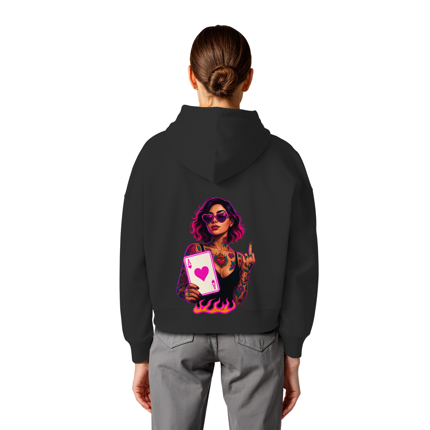 Queen of Hearts - Womens Organic Boxcut Hoodie