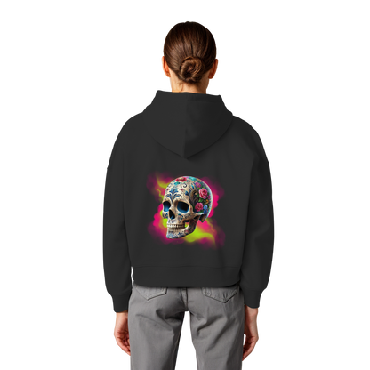 Floral Skull - Womens Organic Boxcut Hoodie
