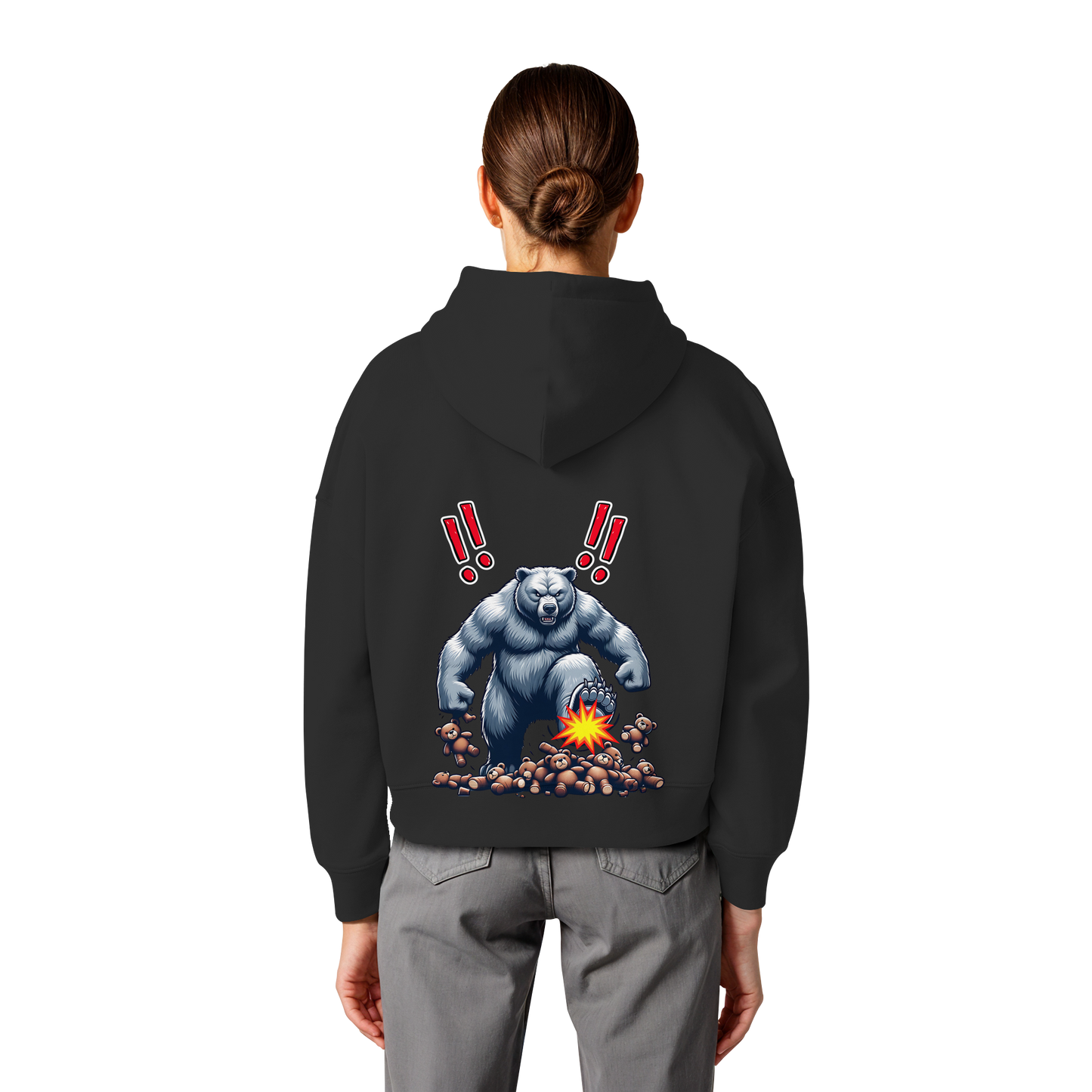 Teddy Terror - Womens Organic Boxcut Hoodie