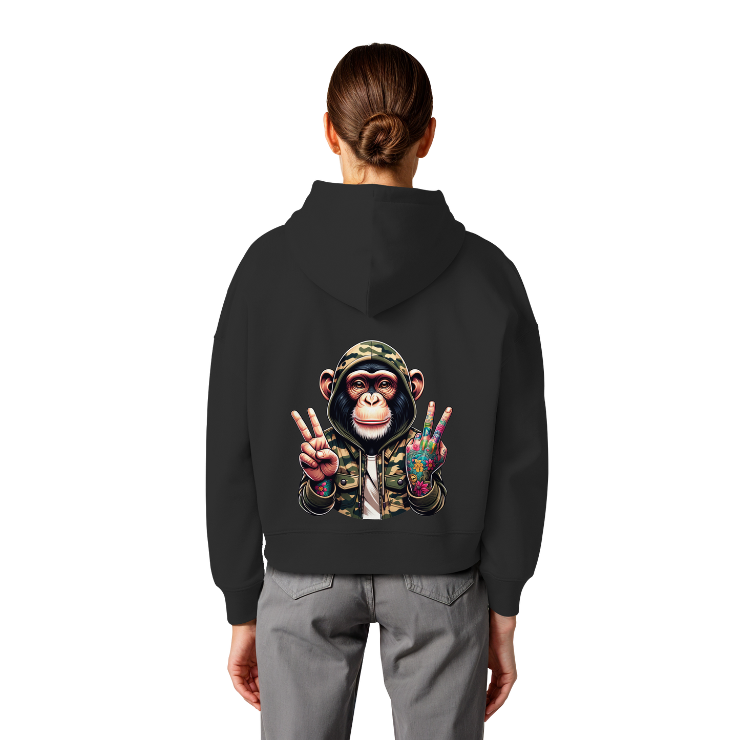 Jungle Ink Monkey - Womens Organic Boxcut Hoodie