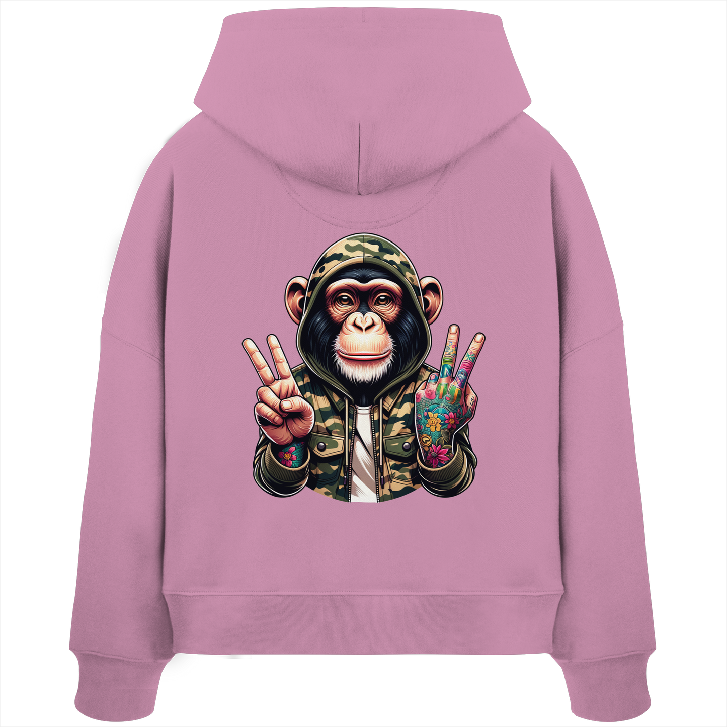 Jungle Ink Monkey - Womens Organic Boxcut Hoodie