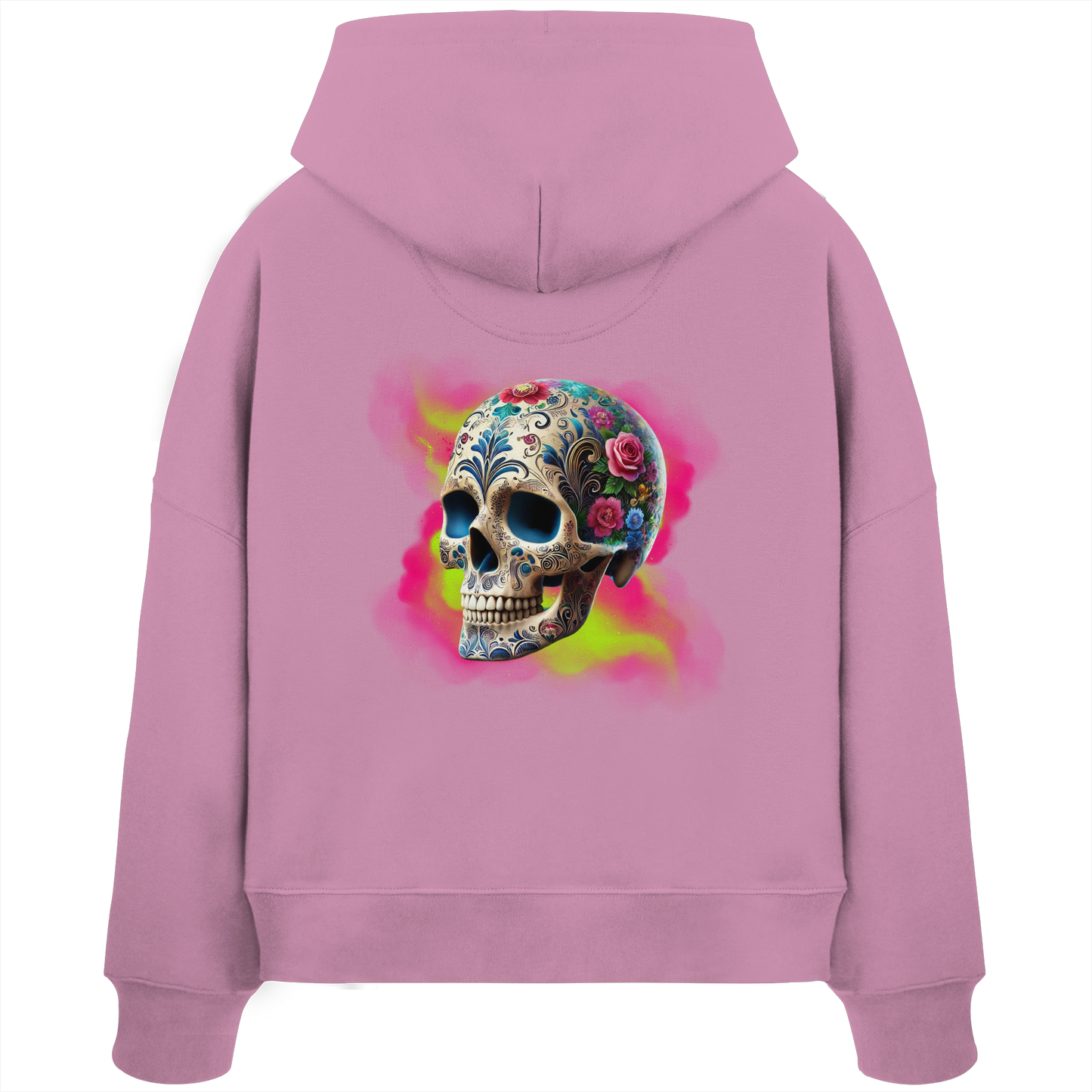 Floral Skull - Womens Organic Boxcut Hoodie