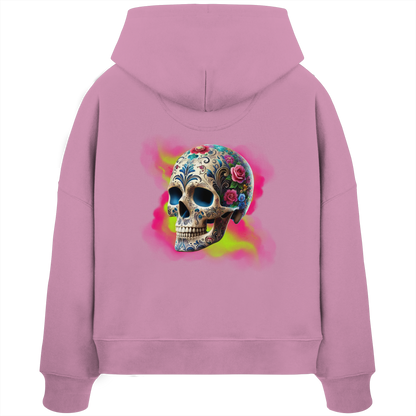 Floral Skull - Womens Organic Boxcut Hoodie