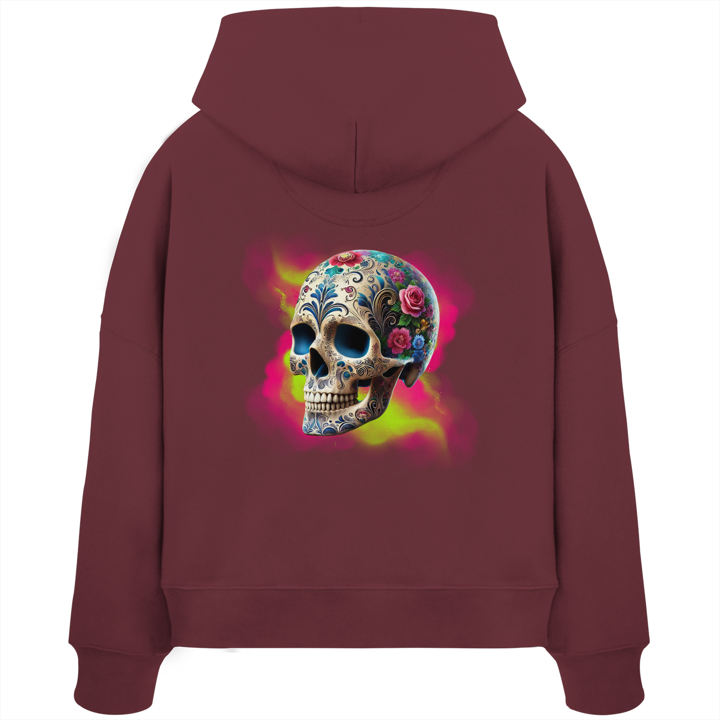 Floral Skull - Womens Organic Boxcut Hoodie