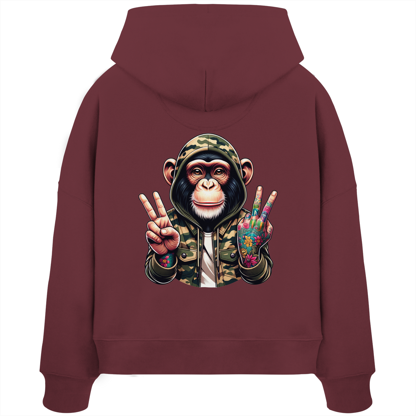Jungle Ink Monkey - Womens Organic Boxcut Hoodie