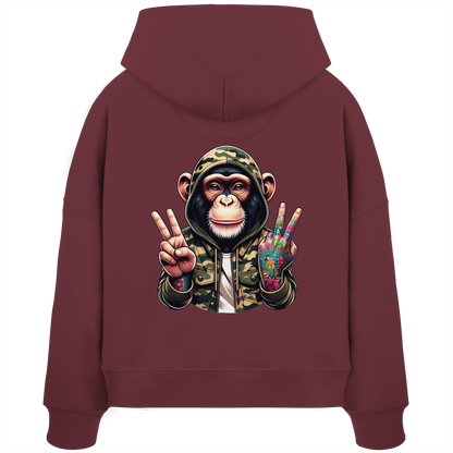 Jungle Ink Monkey - Womens Organic Boxcut Hoodie