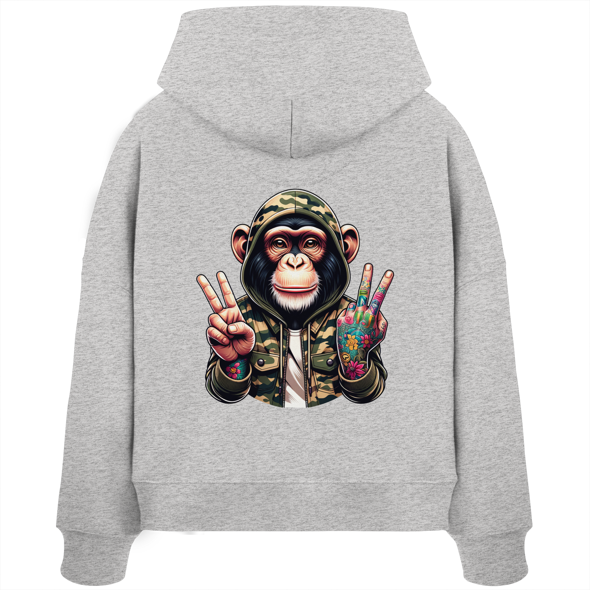 Jungle Ink Monkey - Womens Organic Boxcut Hoodie