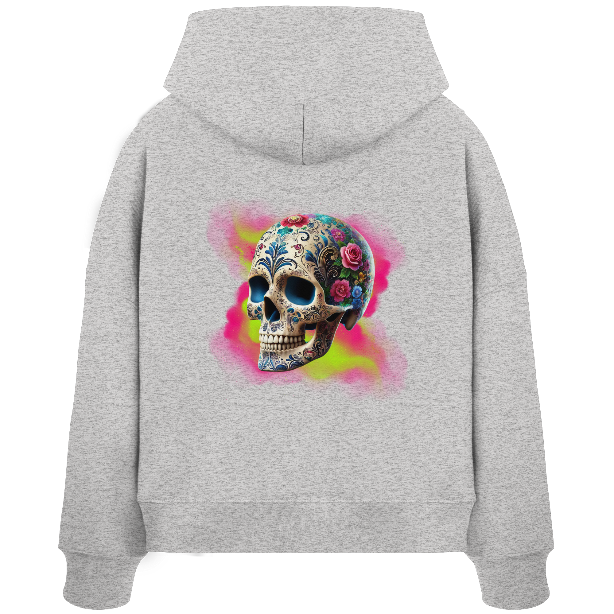 Sweat à capuche bio Boxcut pour femme avec motif tête de mort florale