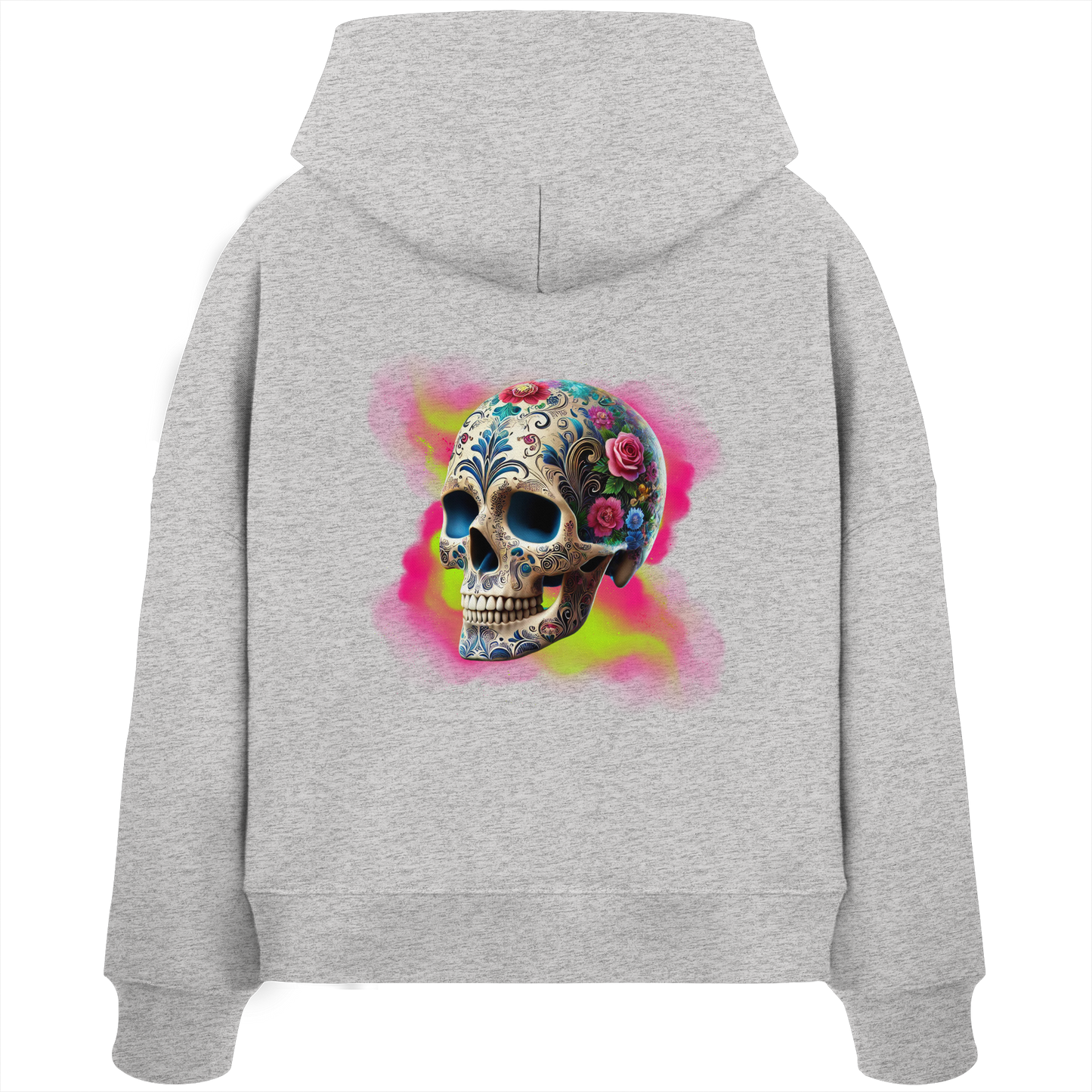 Floral Skull - Womens Organic Boxcut Hoodie
