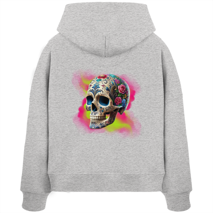 Floral Skull - Womens Organic Boxcut Hoodie