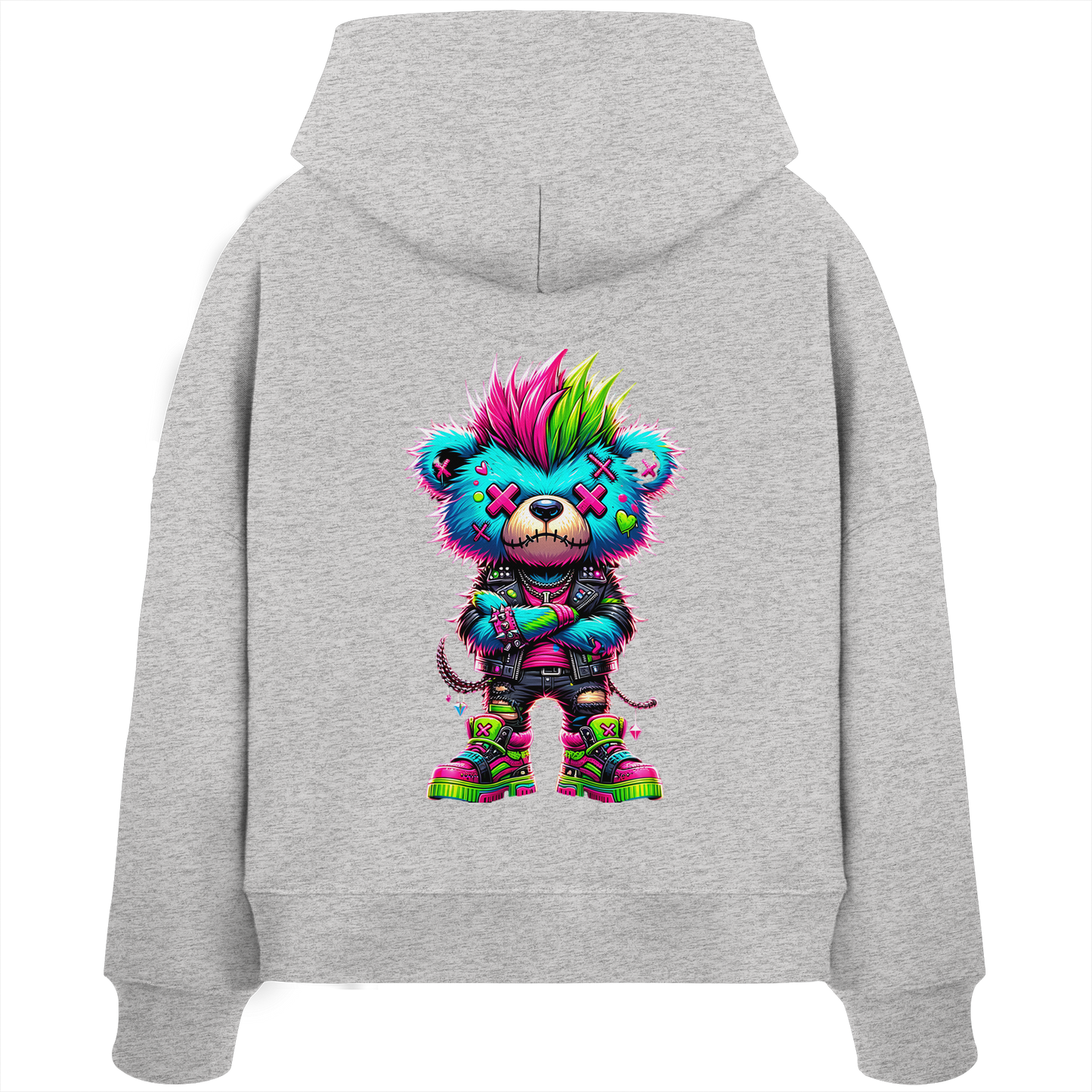 Punk Neon Teddy - Womens Organic Boxcut Hoodie