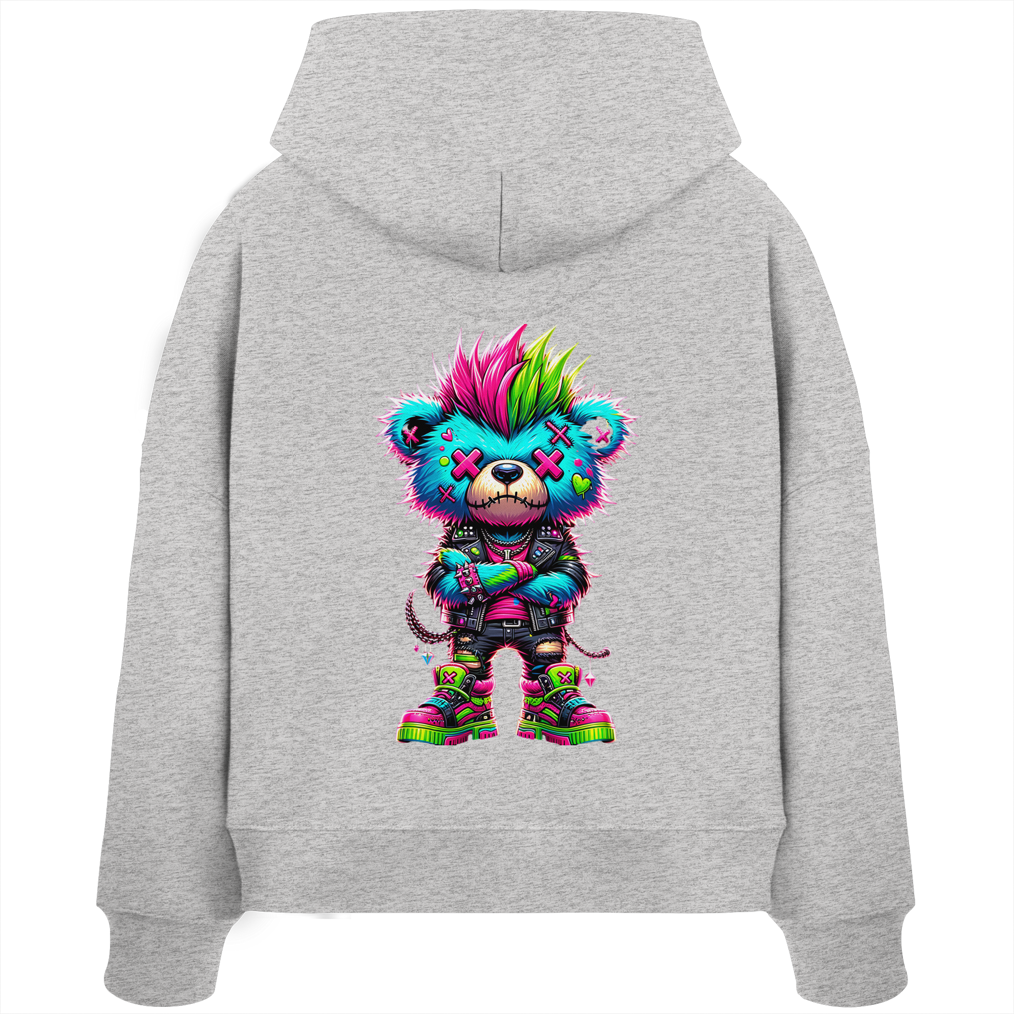 Punk Neon Teddy - Womens Organic Boxcut Hoodie