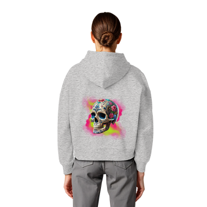 Floral Skull - Womens Organic Boxcut Hoodie