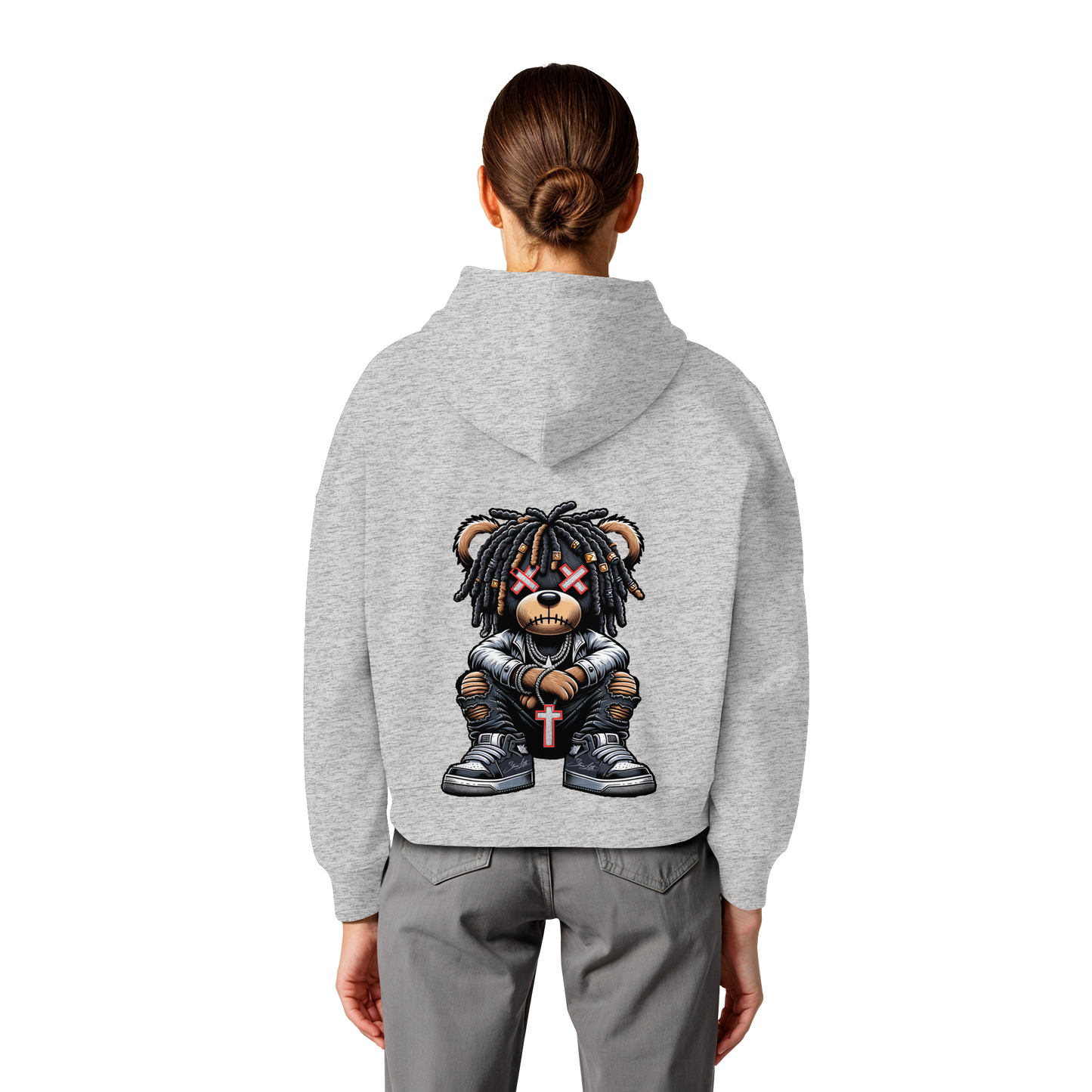 Bad Ass Teddy - Womens Organic Boxcut Hoodie