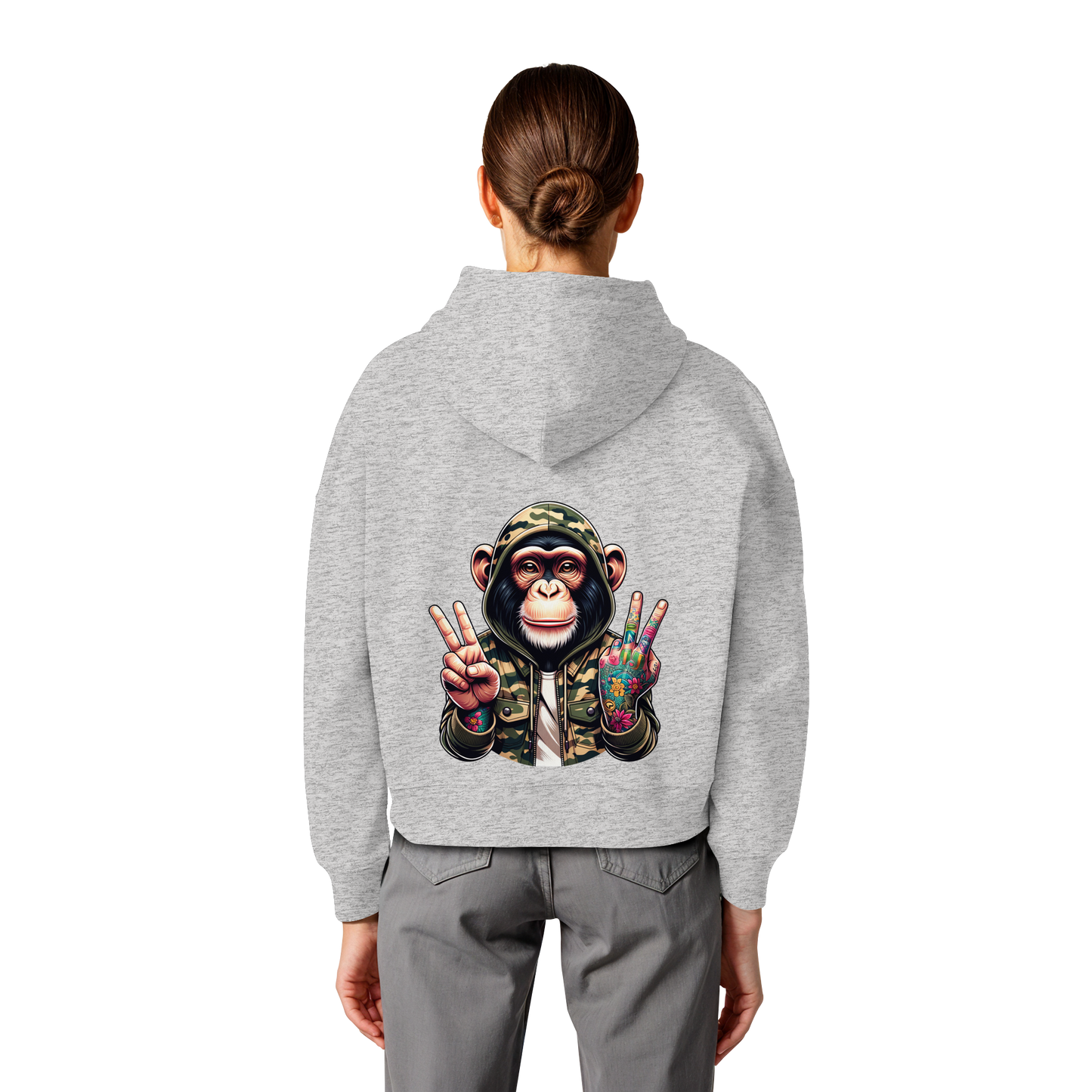 Jungle Ink Monkey - Womens Organic Boxcut Hoodie