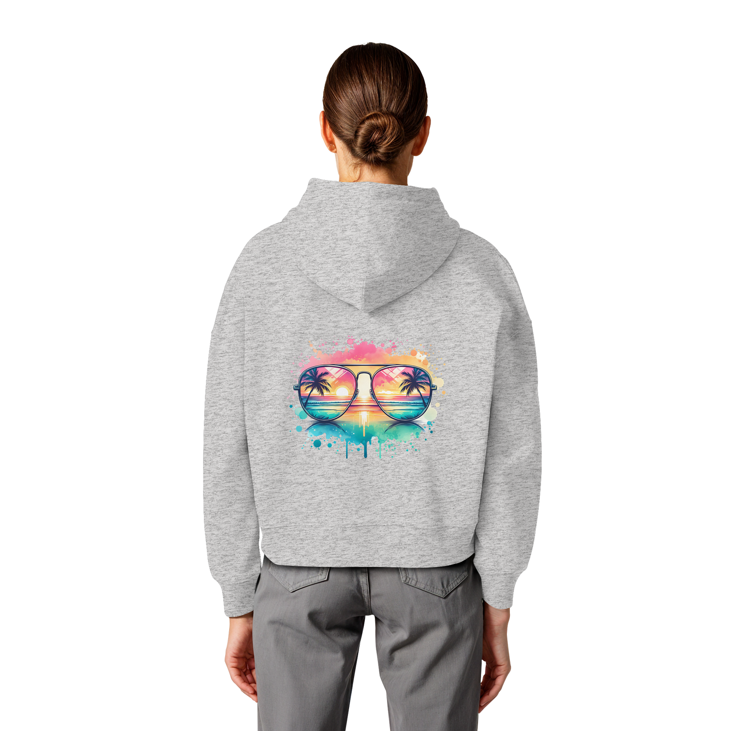 Tropical Sunset Glasses - Womens Organic Boxcut Hoodie