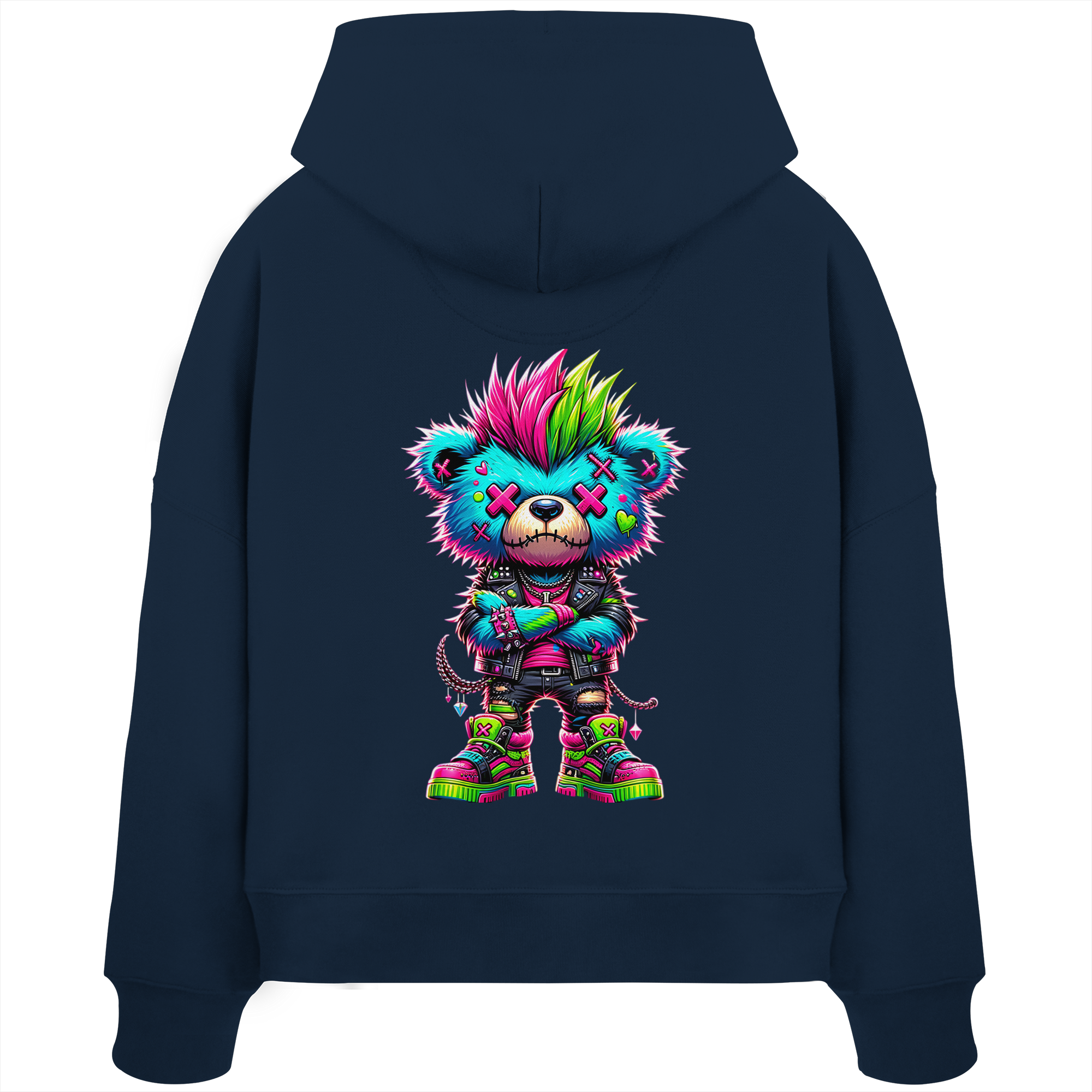 Punk Neon Teddy - Womens Organic Boxcut Hoodie