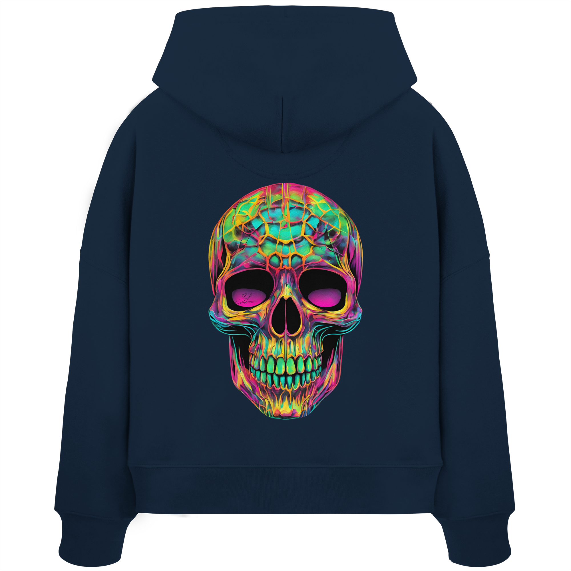 Psychedelic Skull - Womens Organic Boxcut Hoodie